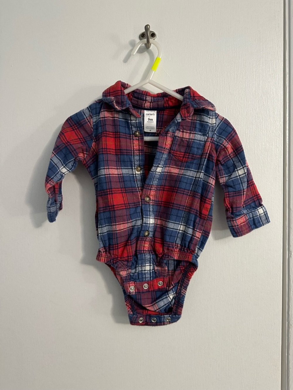 Carter's Red & Blue Plaid One-Piece Bodysuit